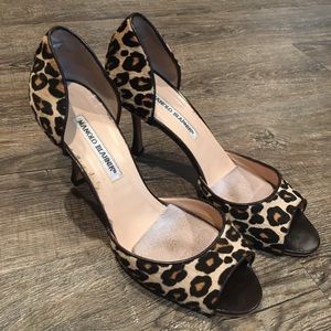 Manolo Blahnik leopard heels size 8.5